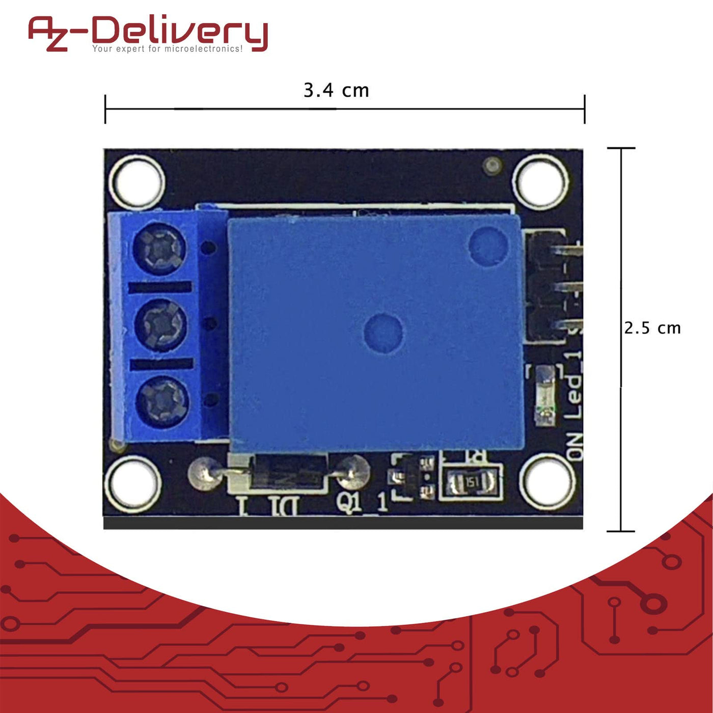 AZDelivery 3 x 1-Relais 5V KY-019 Modul High-Level-Trigger kompatibel mit Arduino und Raspberry Pi inklusive E-Book!