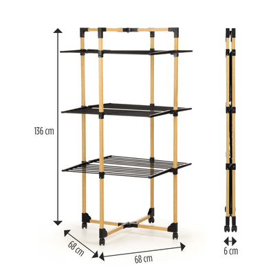 Vitapur Faltbarer Wäscheständer I Trocknen auf Mehreren Ebenen I Standtrockner 69x136x69 cm I Bis zu 20 kg Wäsche I wäschetrockner ideal für kleine Wohnungen I Stabile Räder