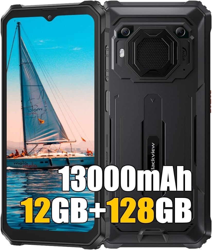 Blackview BV6200 Pro 12GB+128GB Outdoor Handys ohne Vertrag 2024,1TB Erweiterung Android 13 Handy, 13000mAh, 6,56" HD+, 13M+8MP, Dual 4G Outdoor Smartphone ohne vertrag, IP68,NFC,OTG,GPS,Schwarz