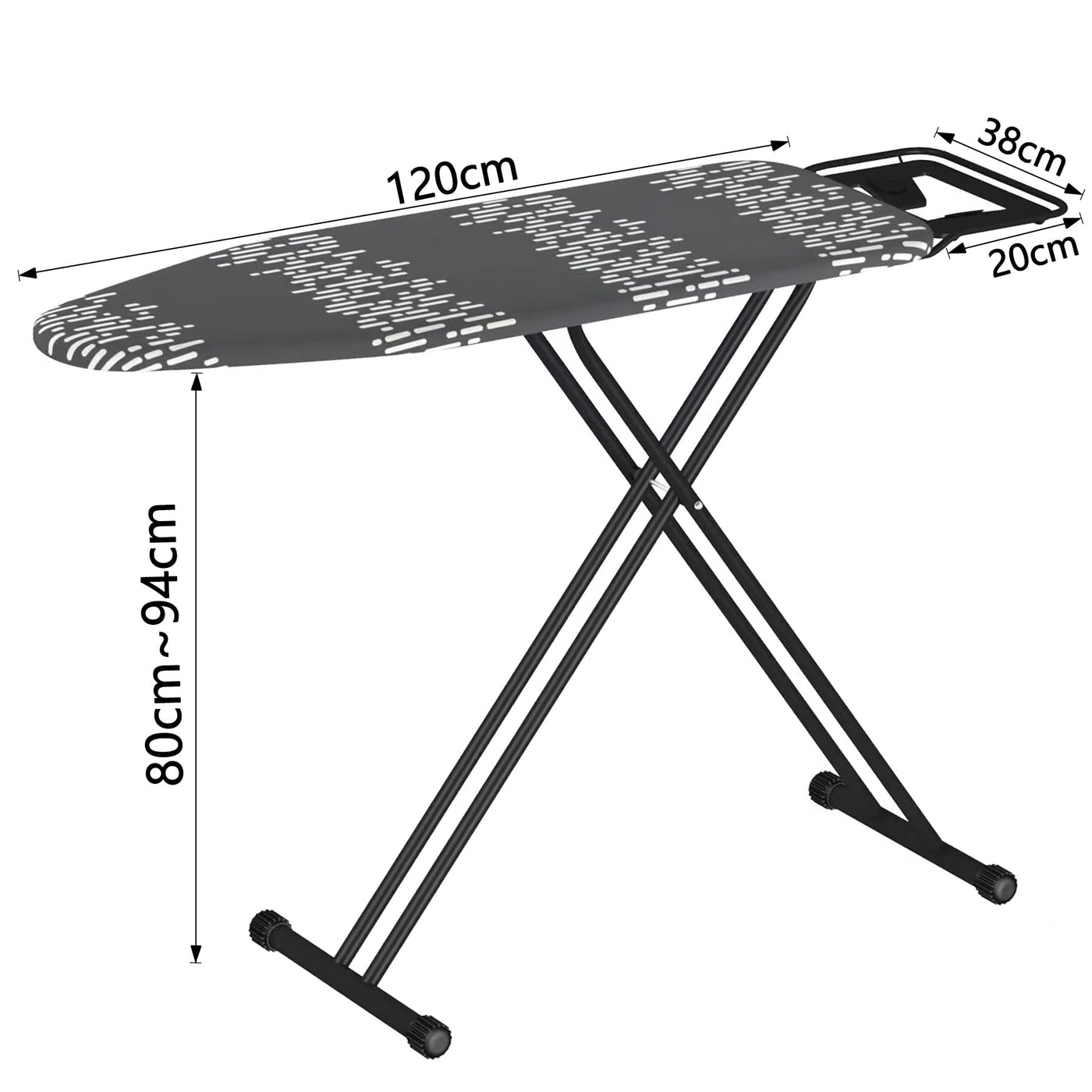 Aoufottes Klappbares Bügelbrett, Robustes Dampfbügelbrett mit Bügeleisenablage,mit rutschfesten Füßen, stabiles Gestell,Tischbügelbrett mit Verstellbarer Höhe, Ironing area120x38cm(grau)