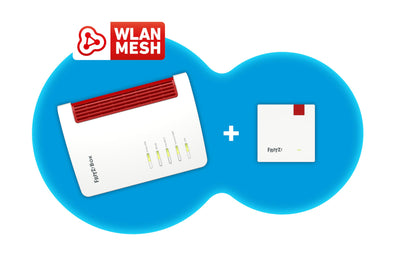 AVM FRITZ!Mesh Set: FRITZ!Box 7530 AX (Wi-Fi 6 Router mit 1.800 MBit/s + 600 MBit/s) und FRITZ!Repeater 1200 AX (Wi-Fi 6 Repeater mit 2.400 Mbit/s + 600 Mbit/s, deutschsprachige Version)