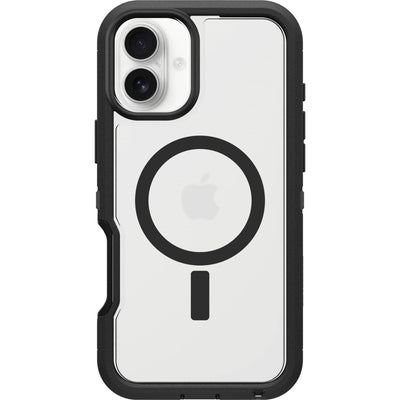 OtterBox Defender Series XT MagSafe Hülle für iPhone 16 Plus, stoßfest, Ultra-robust, schützende Hülle, 7X getestet nach Militärstandard, Transparent/Schwarz, Keine Einzelhandelsverpackung