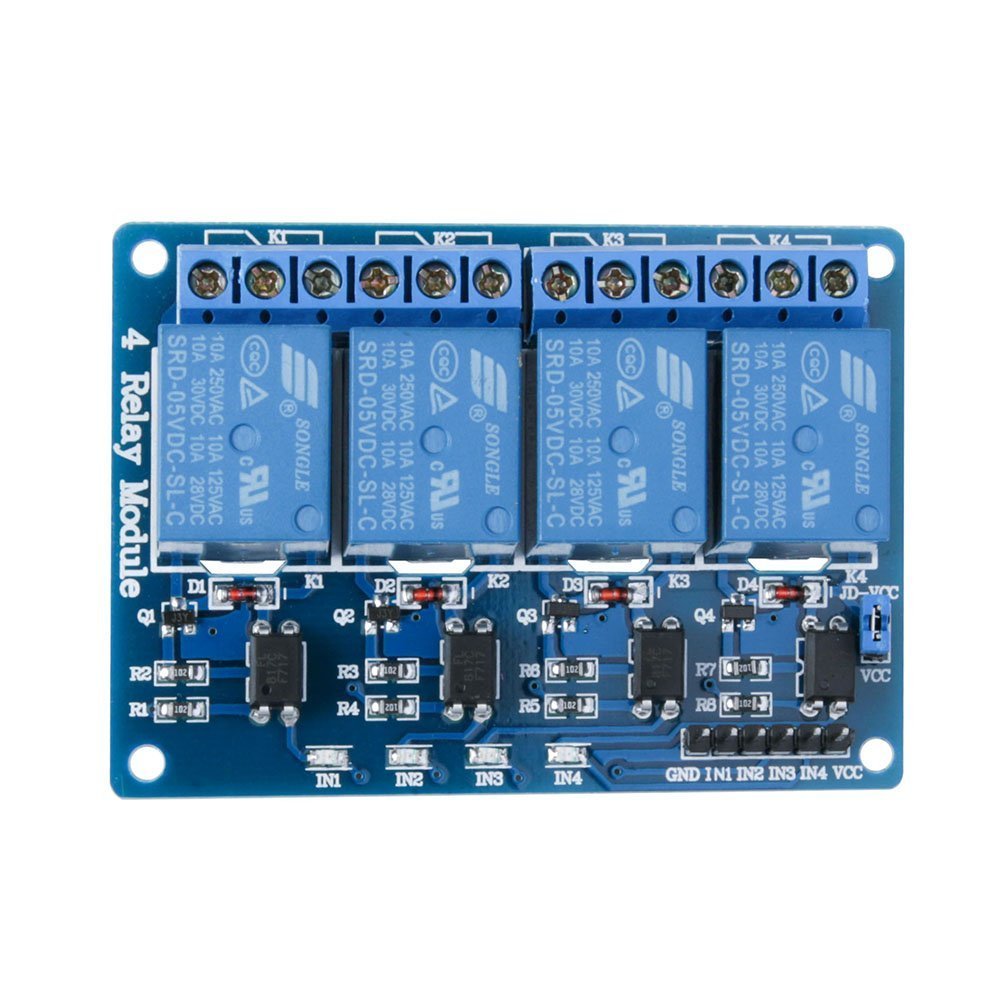 ELEGOO 4 Kanal DC 5V Relaismodul mit Optokoppler für Arduino UNO R3 1280 DSP ARM PIC AVR STM32, Blau