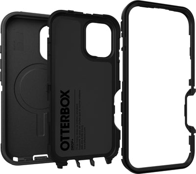 OtterBox Defender Series MagSafe Hülle für iPhone 16, stoßfest, sturzsicher, extrem robust, Schutzhülle, 7X getestet nach Militärstandard, Schwarz, Keine Einzelhandelsverpackung