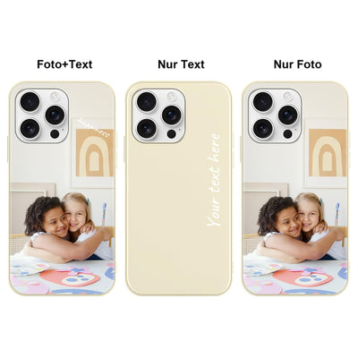 Yoedge Handykette Personalisierte Handyhülle für iPhone 16 Pro Beige Hülle mit Band Kordel 6,3", Selbst Gestalten/personalisiert mit Foto Bild Text Individuelle Schutzhülle Cover für iPhone 16 Pro