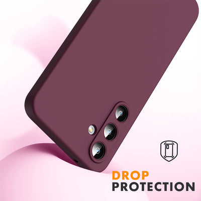 Oududianzi - Hülle Kompatibel mit Samsung Galaxy A55 5G Hülle, [Flüssigsilikonhülle] [Innenseite Mikrofaser] Weiche TPU Schutzhülle aus Gummi Stoßfeste Silikongel Fall Samsung A55 Hülle - Weinrot