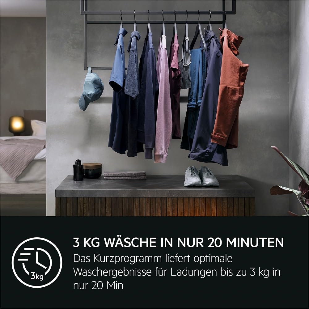 AEG Waschmaschine - Serie 8000 PowerCare- Faserschutz - UniversalDose Schublade für PODS - Auffrisch- & Nachlegefunktion - 8kg - Leise - Mengenautomatik - 1400 U/Min - Vollwasserstopp - LR8EG75480