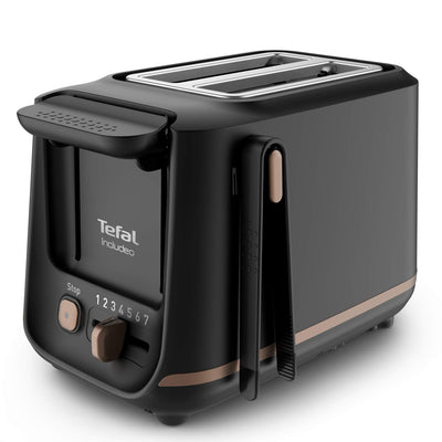 Tefal Toaster mit 2 Schlitzen, inkl. Magnetklammern, große Bedienelemente, 7 Bräunungsstufen, herausnehmbare Krümelschublade, Erhöhungsfunktion TT533811, Schwarz