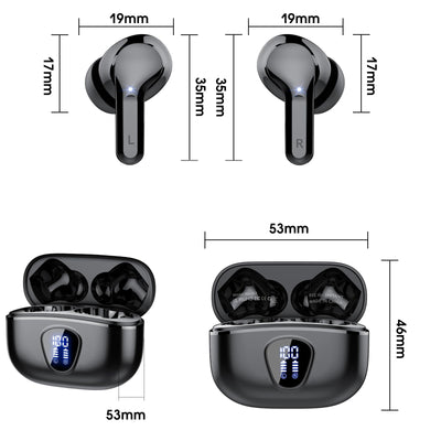 Bluetooth Kopfhörer, Kopfhörer Kabellos Bluetooth 5.3 In Ear, 4 ENC Noise Cancelling Mic Ohrhörer, HiFi Stereo Tiefbass, 40H Spielzeit, LED-Anzeige, IP7 Wasserdichte Earbuds, Touch Control, Schwarz