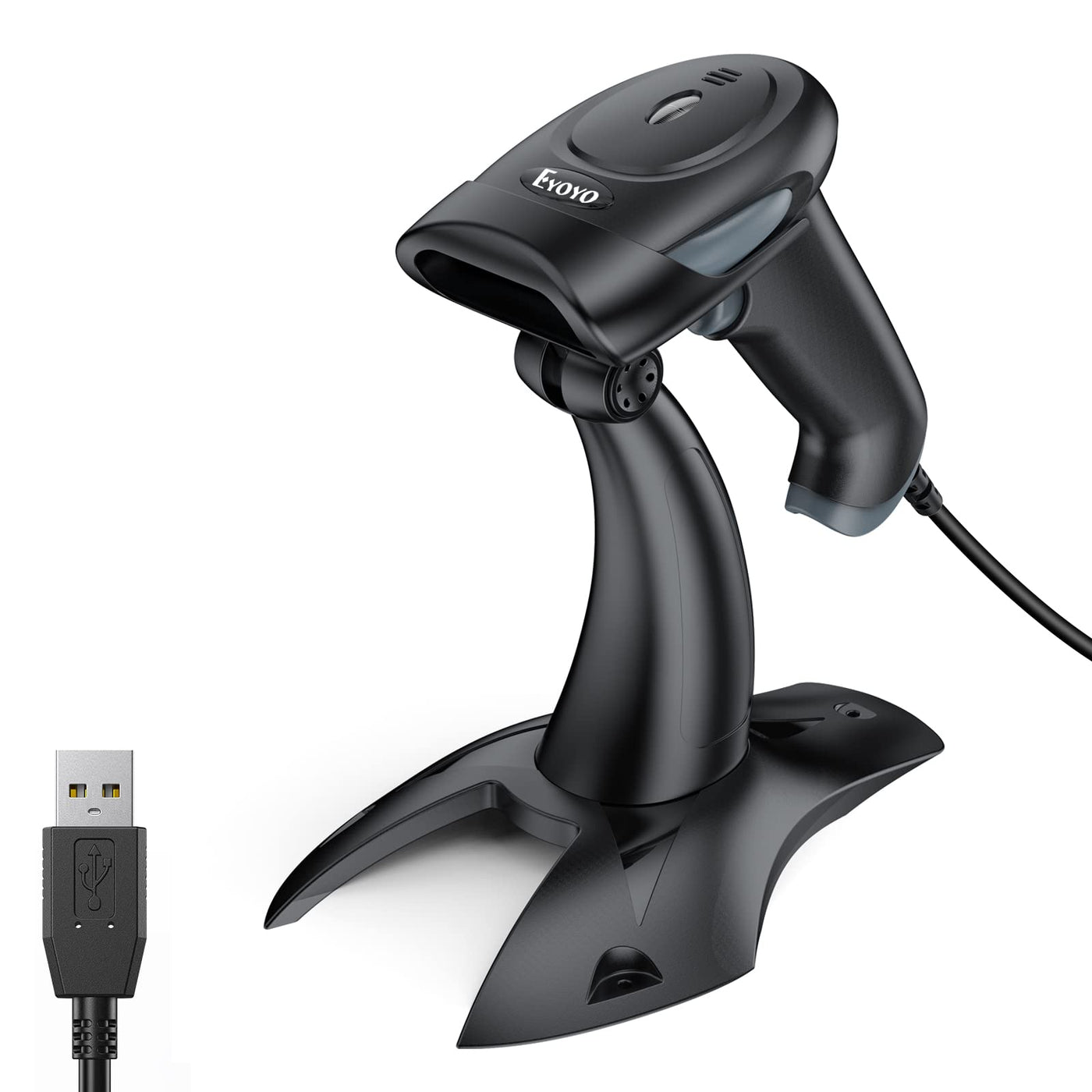 Eyoyo Barcode Scanner 2D, USB Verdrahtet Handheld QR Code Scanner mit Stand, Auto-Sensing Scanner für Handsfree, Screen Scanning Bar Code Reader für Computer POS Markt Bibliothek Store Medical