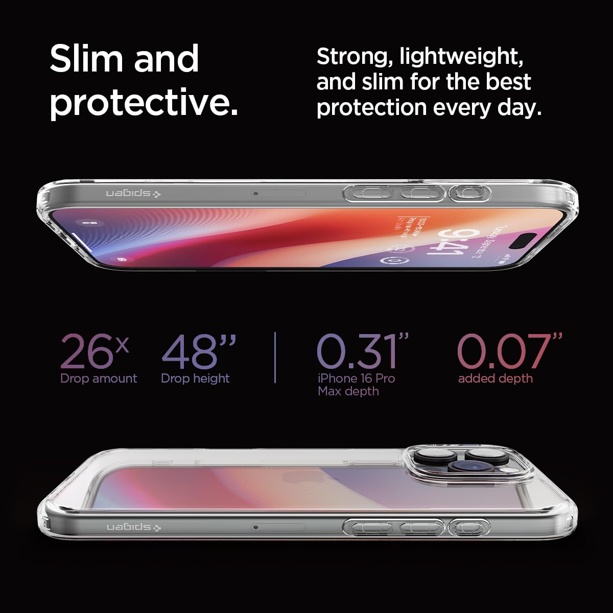 Spigen für iPhone 16 Pro Max Hülle [Anti-Yellowing] Ultra Hybrid Case Handyhülle Schutzhülle Cover Transparent Durchsichtig Dünn Slim -Crystal Clear