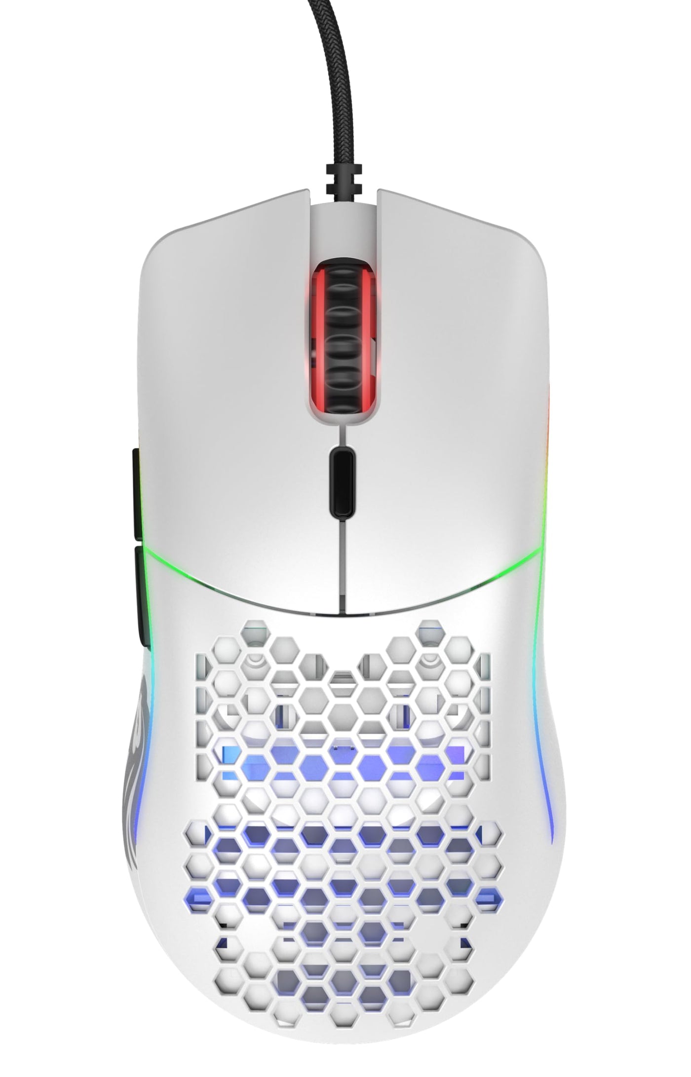 Glorious Gaming Model O Wired Gaming Mouse – superleichtes Wabendesign mit 67 g, RGB-Beleuchtung, Pixart 3360 Sensor, Omron-Schaltern, beidhändig – Mattweiß