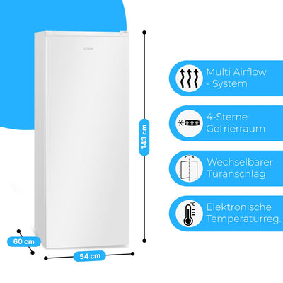 Bomann® Gefrierschrank Nofrost freistehender Tiefkühlschrank 161 L | Total No Frost - nie wieder abtauen - Schnellgefrierfunktion u. MultiAirflow-System | Türanschlag wechselbar | GS 7343 weiß