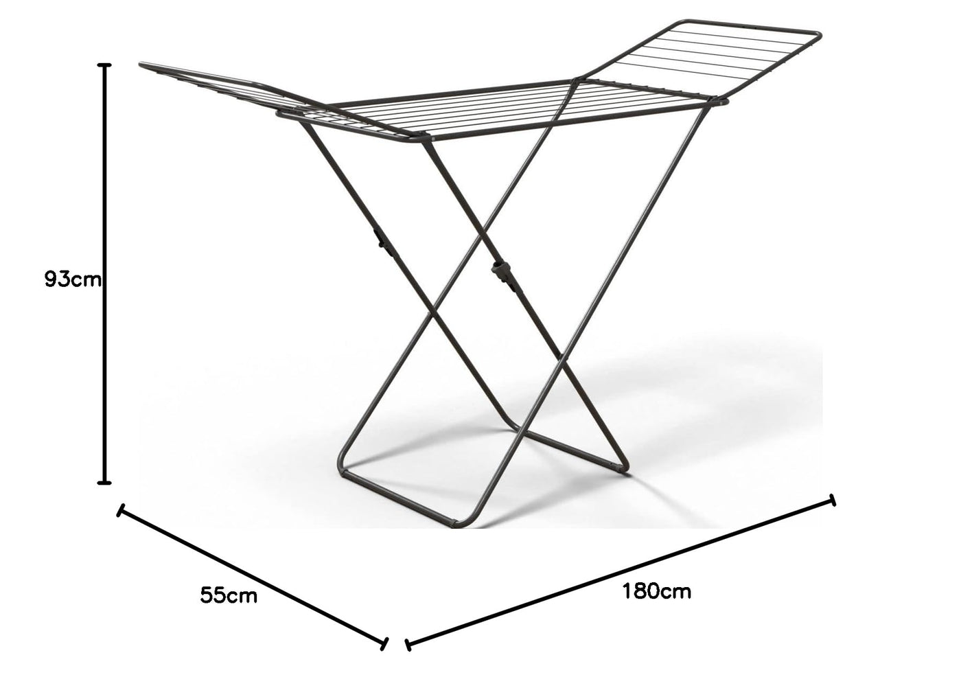 Gimi Tendedero Wäscheständer X-Leg Glory, Metall, Schwarz, 180 x 55 x 93 cm