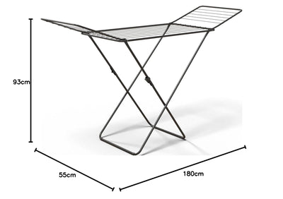 Gimi Tendedero Wäscheständer X-Leg Glory, Metall, Schwarz, 180 x 55 x 93 cm