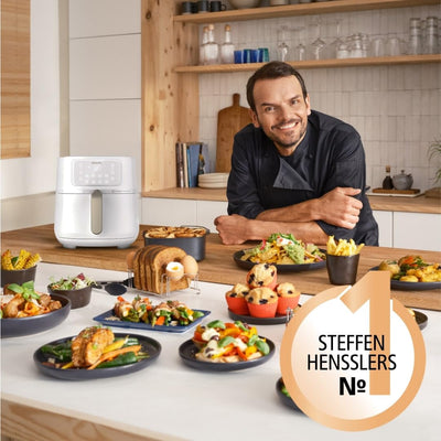 Philips Airfryer 5000-Serie XXL, 7,2L (1,4Kg) - 6 Portionen, 16-in-1 Airfryer, Wifi verbunden, 90% weniger Fett mit Rapid Air Technologie, HomeID App. Weiß (HD9285/00)