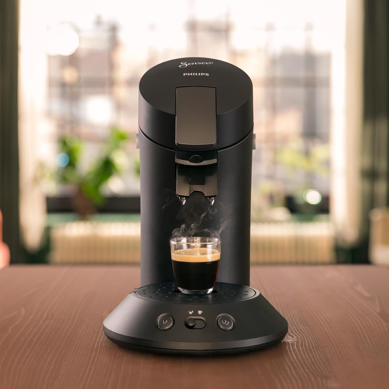 Philips Senseo Original Plus Kaffeepadmaschine, Schwarz, Intensitätsauswahl, Coffee Boost-Technologie, hergestellt aus recyceltem Kunststoff, CSA210/60