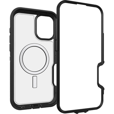 OtterBox Defender Series XT MagSafe Hülle für iPhone 16 Plus, stoßfest, Ultra-robust, schützende Hülle, 7X getestet nach Militärstandard, Transparent/Schwarz, Keine Einzelhandelsverpackung