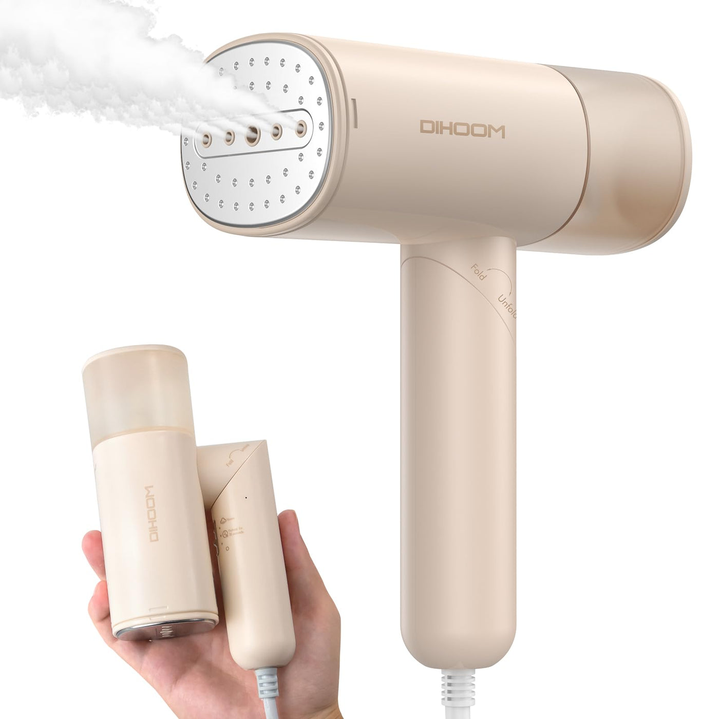 DIHOOM Dampfglätter, Tragbarer und Faltbarer Steamer Dampfglätter - 1000W，Schnell Aufheizender Automatischer Reise-Dampfglätter 150ML Tank, Geeignet für Reisen und den Heimgebrauch