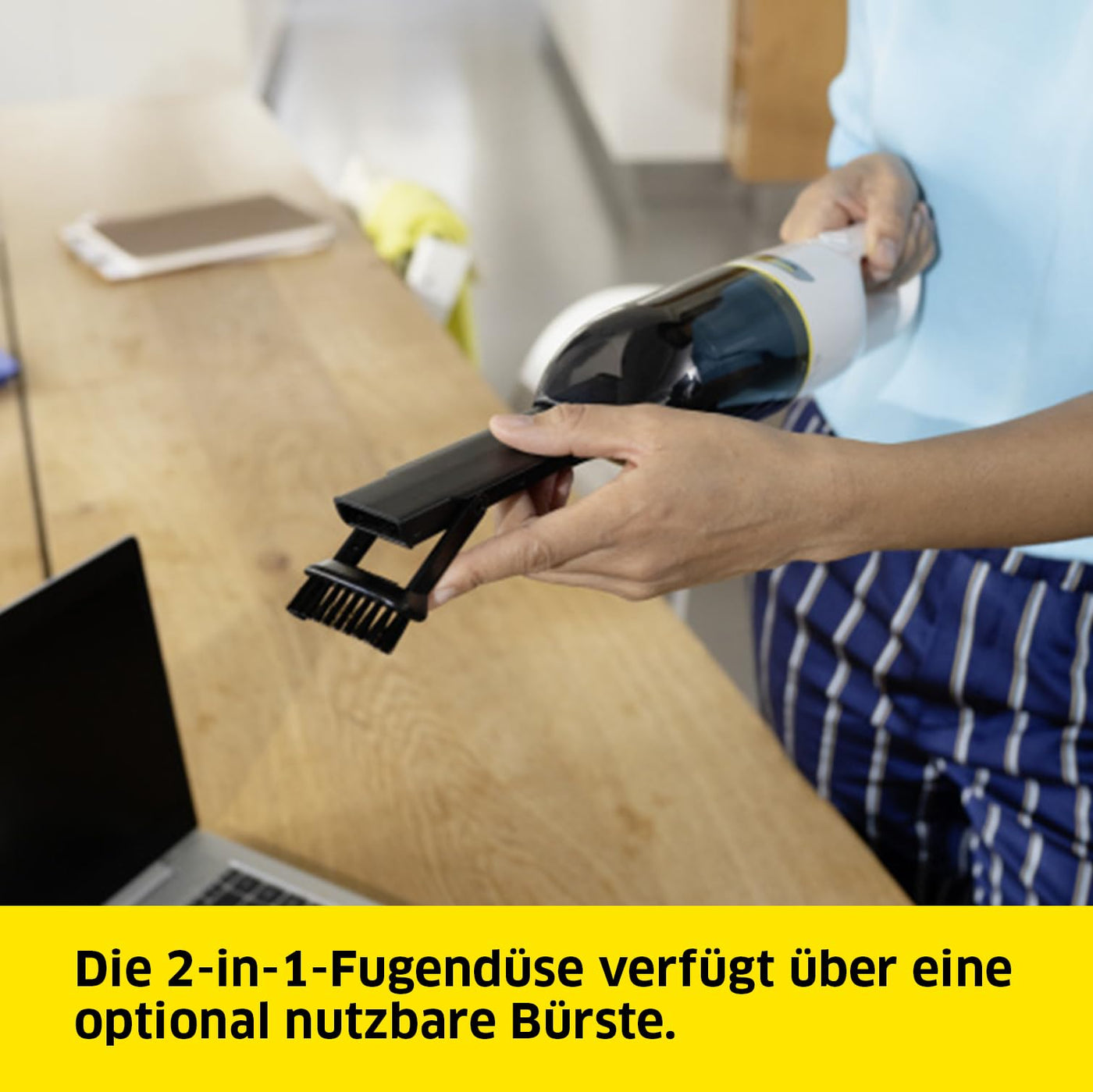 Kärcher Akku-Handstaubsauger CVH 2, kompakter und leichter Krümelsauger für den schnellen Einsatz, Staubbehälter: 0,15 l, Gewicht: 0,65 kg, inkl. 7,2 V Akku, USB-Ladegerät, 2-in-1-Fugendüse