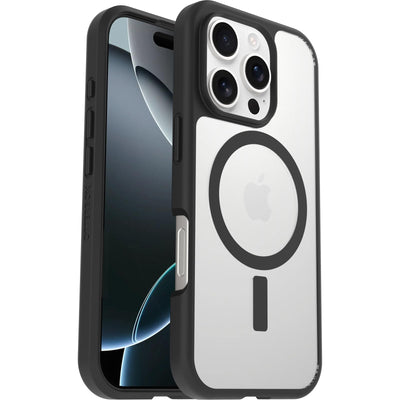 OtterBox Sleek Series MagSafe Hülle für iPhone 16 Pro, stoßfest, sturzsicher, ultraschlank, schützende Hülle, Getestet nach Militärstandard, Transparent/Schwarz, Keine Einzelhandelsverpackung