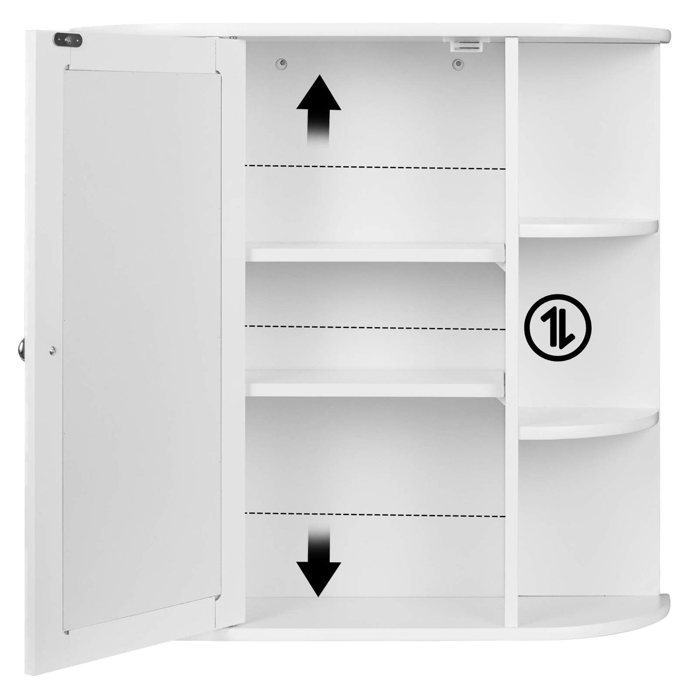 eSituro Spiegelschrank Badspiegel Hängeschrank mit Türen Wandschrank Badschrank, Weiß, BxHxT ca: 60x58x16cm