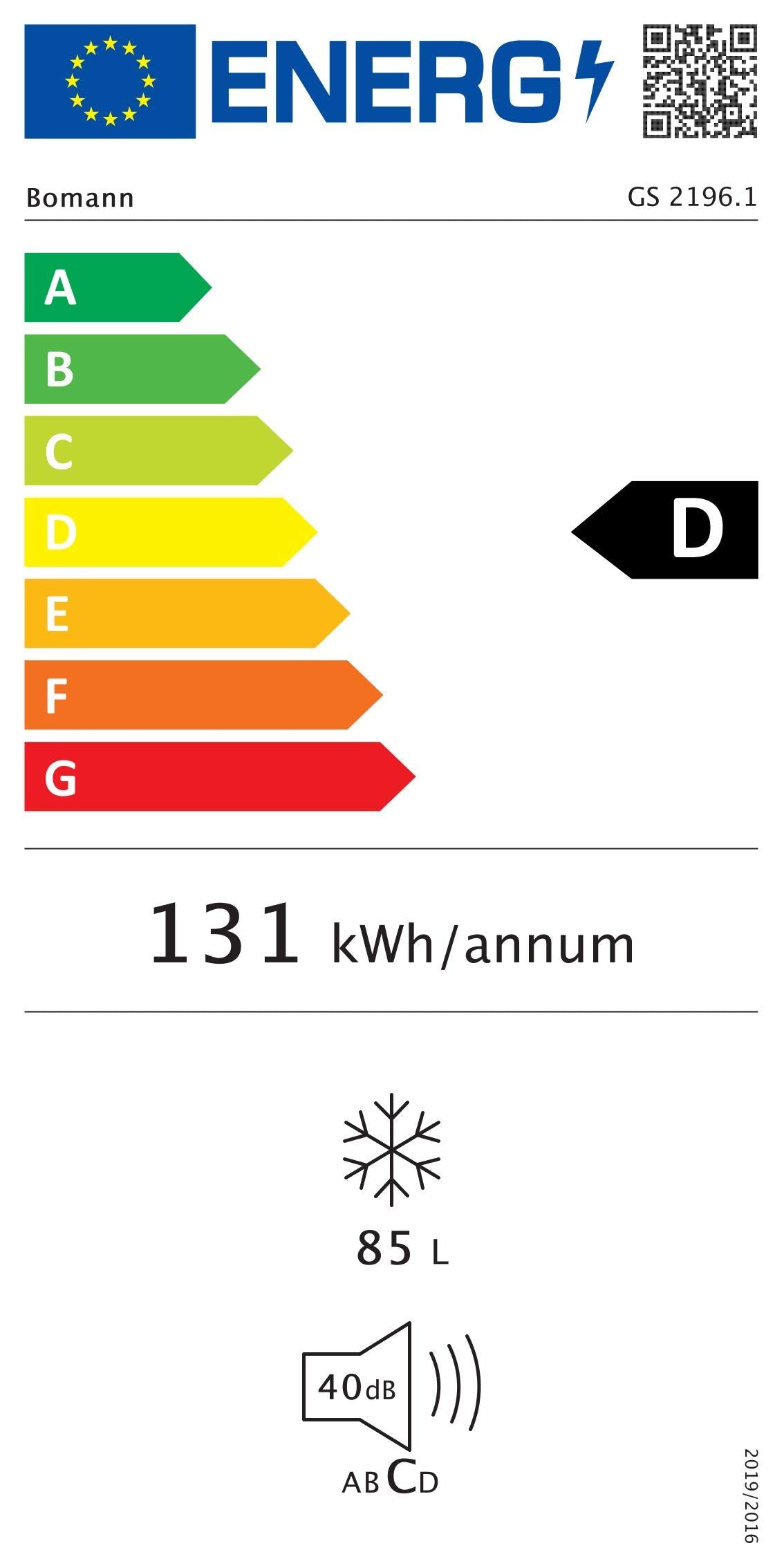 Bomann Gefrierschrank 85L Nutzinhalt, Gefrierschrank klein mit 3 Schubladen, wechselbarer Türanschlag, Freezer mit 4 Sterne-Kennzeichnung, leise & effizient, nur 131 kWh/Jahr - GS 2196.1 weiß