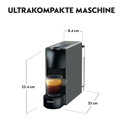 Nespresso Krups XN110BRD Essenza Mini Kaffeekapselmaschine | 0,6 L | 19 bar | Energiesparmodus | grau | Energieklasse A