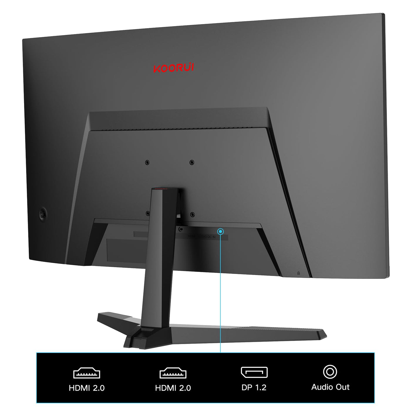 Moniteur de jeu incurvé KOORUI 27 pouces, FHD 1080p, temps de réponse de 1 ms, taux de rafraîchissement de 180 Hz, HDMI 2.0/DP 1.2, luminosité de 250 cd/m², noir 27E6CA