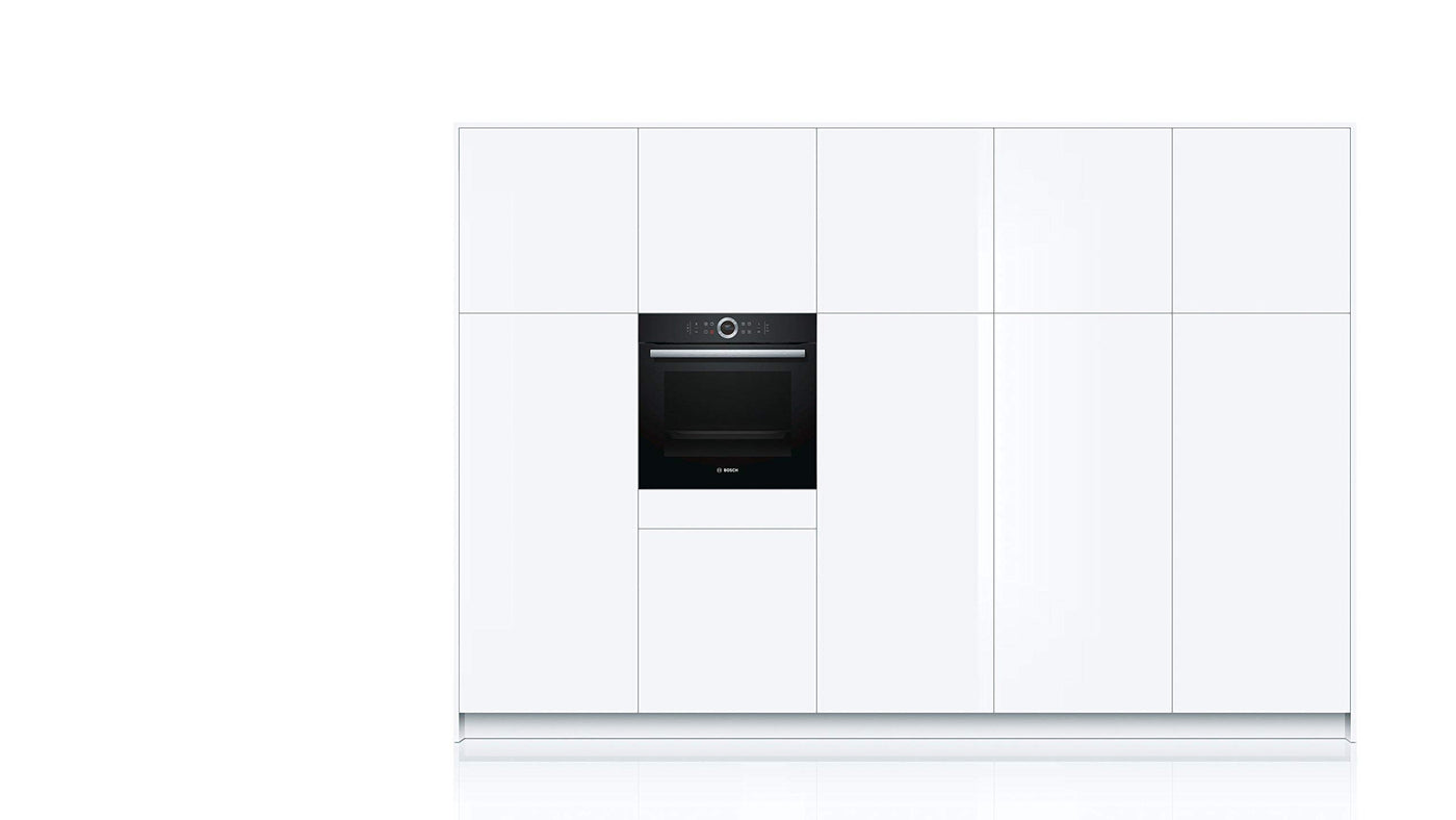 Bosch HBG675BB1 Serie 8 Einbau-Backofen, 60 x 60 cm, Made in Germany, Pyrolyse Selbstreinigung, AutoPilot 10 Automatikprogramme, 4D Heißluft Backen auf 4 Ebenen, TFT-Touchdisplay, Schnellaufheizung