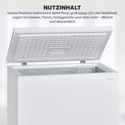 Bomann® Gefriertruhe mit 202L Nutzinhalt | Tiefkühltruhe mit 4-Sterne-Kennzeichnung & stufenloser Temperaturregelung | Lagerzeit bei Störung max.35h | Freezer inkl. Gefrierkorb & Eisschaber | GT 7338