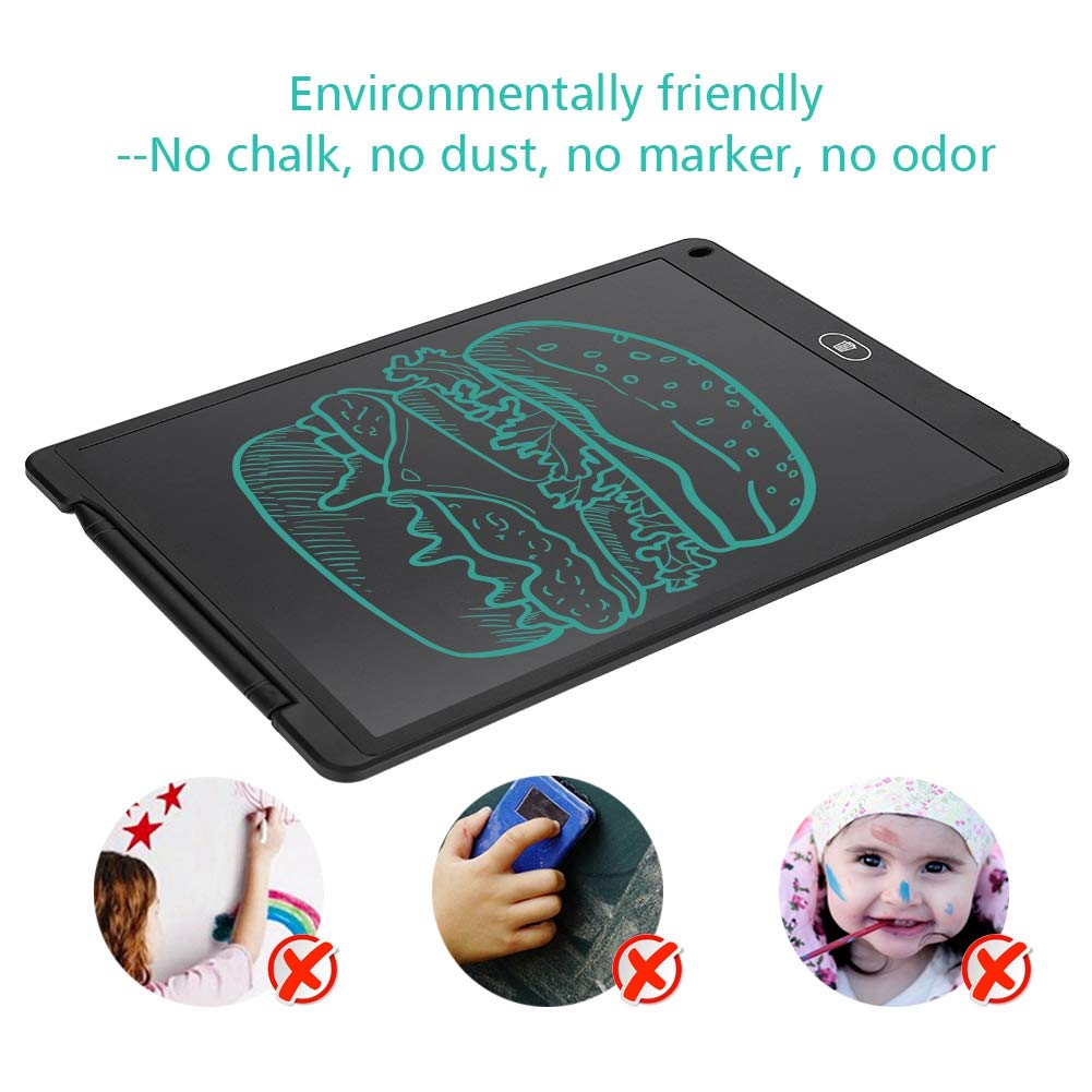 ASHATA LCD Writing Tablet,12 Zoll Portable LCD Digital Augenfreundlich Schreibtafel Papierlos Grafiktablet,Handwriting Board Multifunktion Schreibtafel für Zeichnung Malerei Notiz usw.