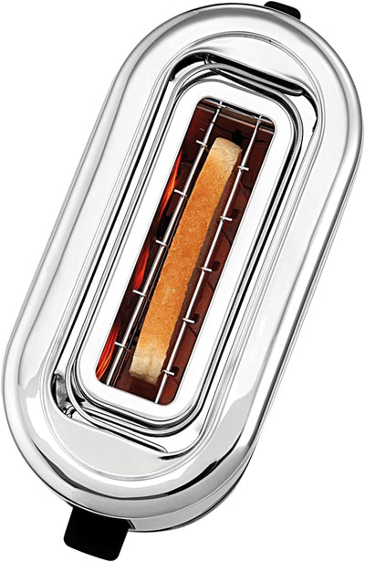 Grille-pain 1 tranche WMF Küchenminis fente longue XXL-toast, mini grille-pain avec accessoire pour petits pains 7 niveaux de brunissement protection contre la surchauffe 600 W acier inoxydable mat