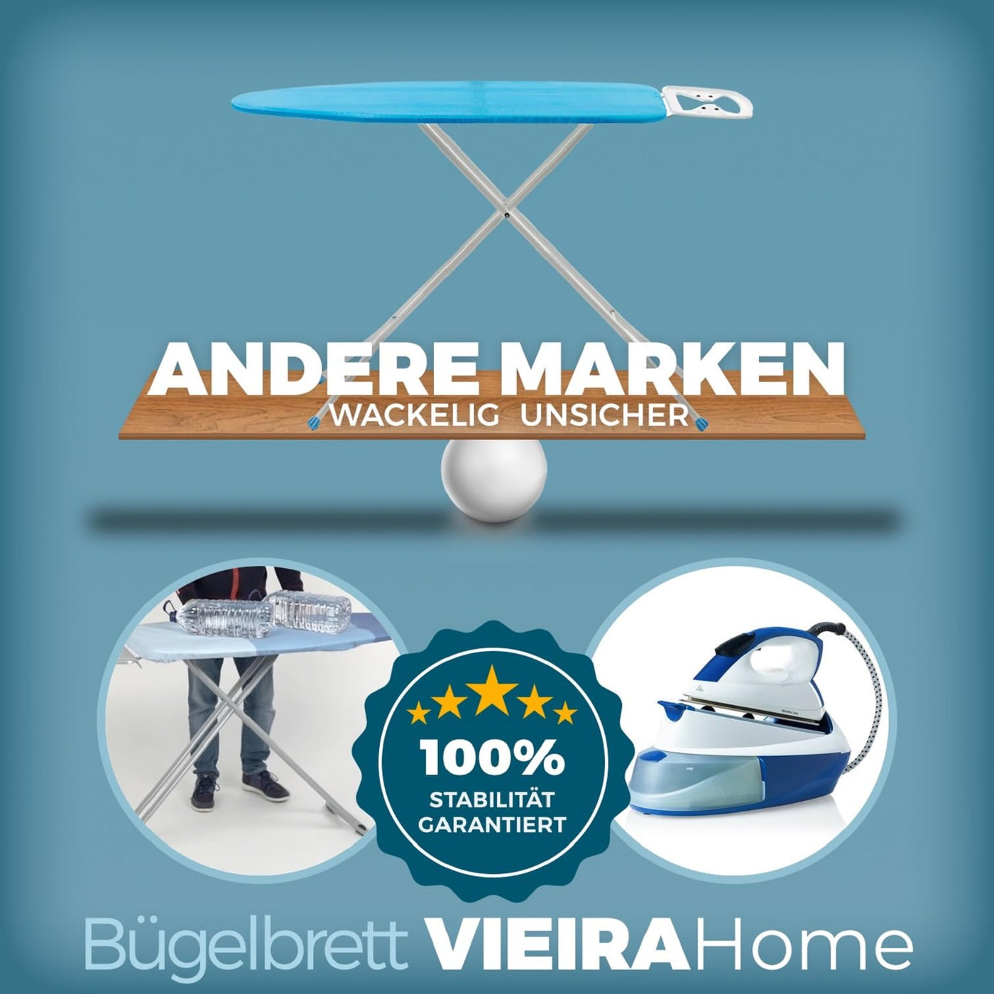 Bügelbrett für dampfbügelstation Ironing Board Groß XXL stabil bügeltisch breit Bügelbretter - 130x50 cm