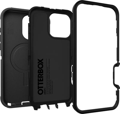 OtterBox Defender Series MagSafe Hülle für iPhone 16 Pro Max, stoßfest, sturzsicher, extrem robust, Schutzhülle, 7X getestet nach Militärstandard, Schwarz, Keine Einzelhandelsverpackung