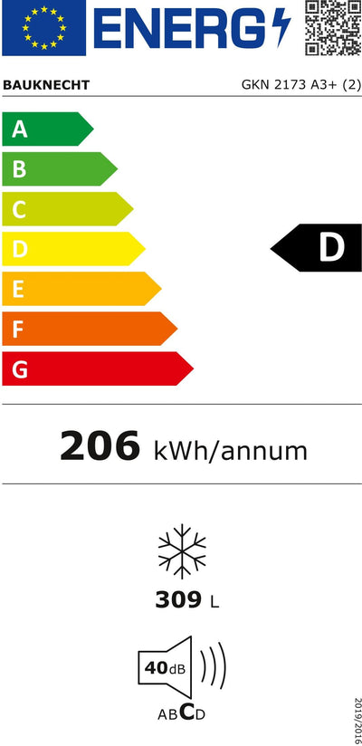 Bauknecht GKN 2173 A3+ Gefrierschrank Gefrieren: 310 L / No Frost / Supergefrierfunktion / EasyOpen Ventil / LED-Innenbeleuchtung / Elektronische Steuerung mit innenliegendem Bedienfeld,Weiß