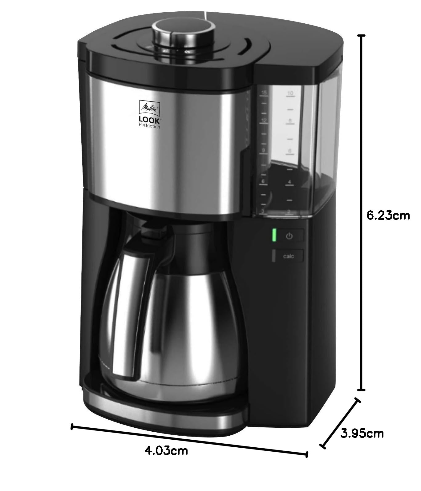 Melitta 1025-15 Look V Therm Perfection Filter-Kaffeemaschine mit Thermo-Kanne, 1080, abnehmbaren Wassertank und Entkalkungsprogramm, 1.25 liters, Weiß