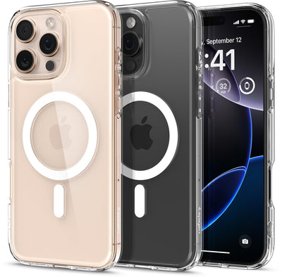 Spigen für iPhone 16 Pro Hülle [Anti-Yellowing] Ultra Hybrid MagFit Case Handyhülle Transparent Dünn Slim Kompatibel mit MagSafe -Weiß