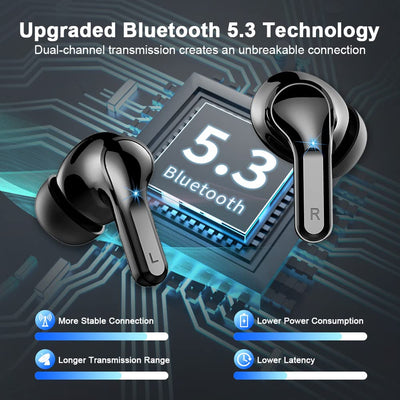 Bluetooth Kopfhörer, Kopfhörer Kabellos Bluetooth 5.3 In Ear Kopfhörer mit 4 ENC Mikrofon, 2023 Neue Kabellose Kopfhörer Noise Cancelling Earbuds mit 40H Deep Bass, USB-C, IP7 Wasserdicht Ohrhörer