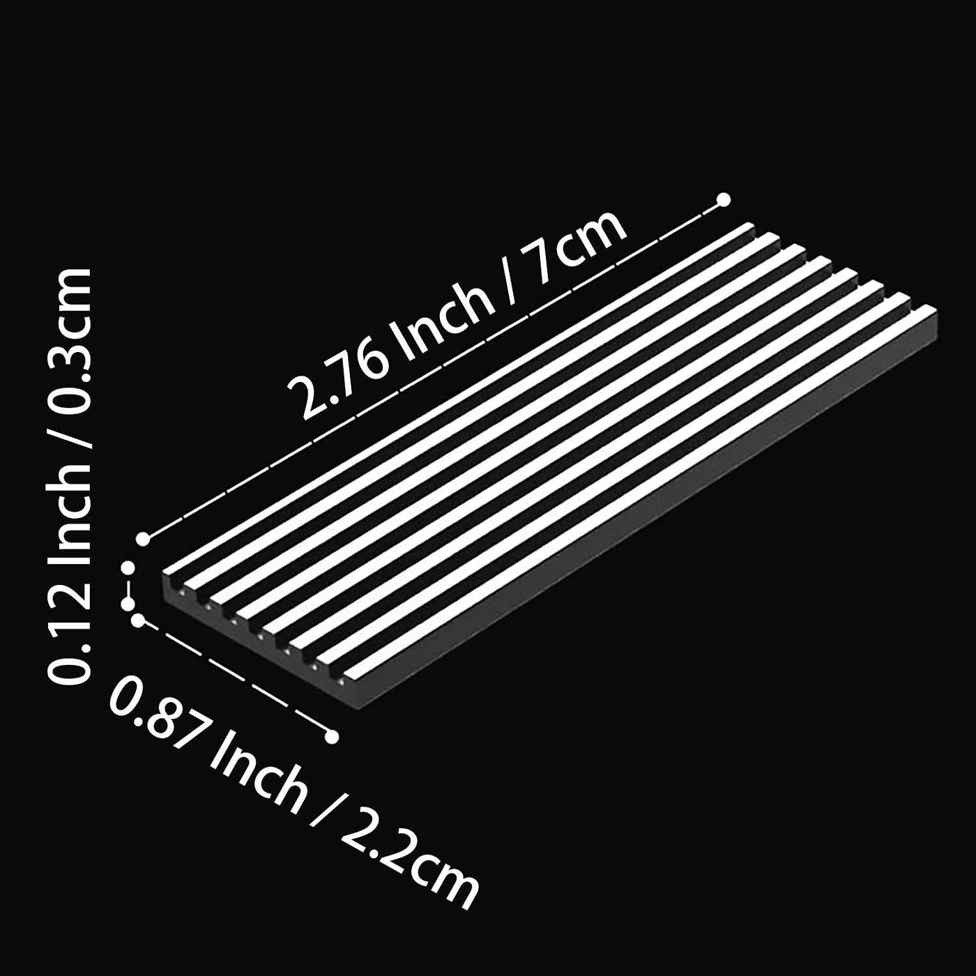 GLOTRENDS M.2 Kühlkörper für 2280 M.2 SSD, passend für PC/PS5/PS5 Slim Installation, 22x70x3mm Aluminium Größe, inklusive Thermal Pad (2 Packungen)