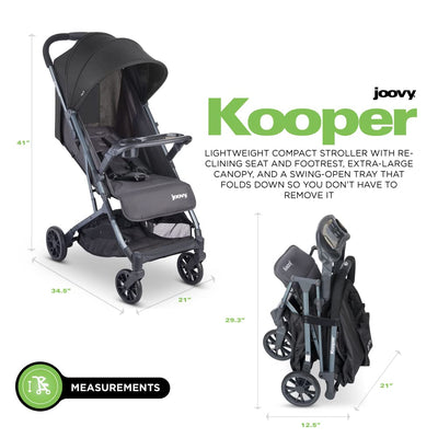 Joovy Kooper Kinderwagen, Leichter Kinderwagen, kompakt zusammenklappbar mit Ablage, grau