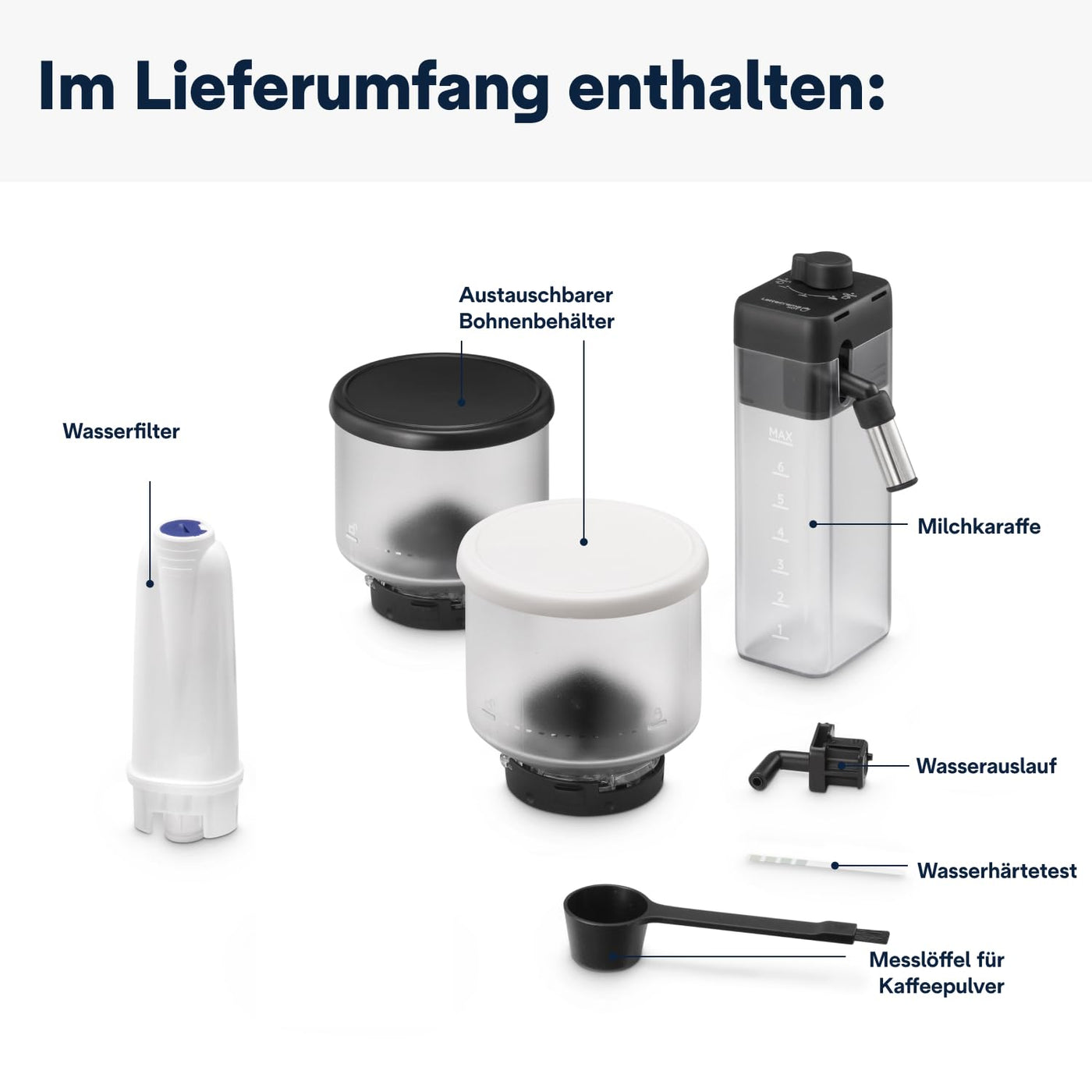 De'Longhi Rivelia EXAM440.55.W Kaffeevollautomat mit LatteCrema Milchsystem, Wechselbarer Bohnenbehälter, 16 Kaffee- & Milchgetränke auf Knopfdruck, Extra-Shot-Funktion, 3,5" Touch-Display, Weiß