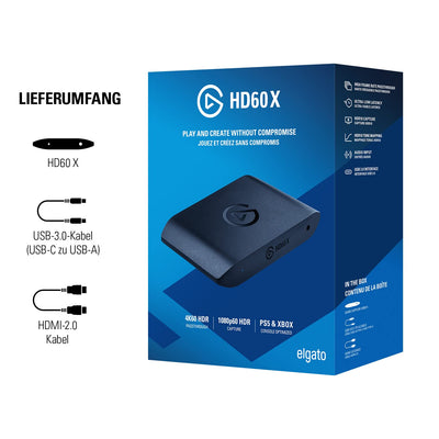 Elgato HD60 X - Streamen und aufzeichnen in 1080p60 HDR10 oder 4K30 mit ultraniedriger Latenz auf PS5/Pro, PS4/Pro, Xbox Series X/S, Xbox One X/S, in OBS und weiteren Programmen, PC und Mac