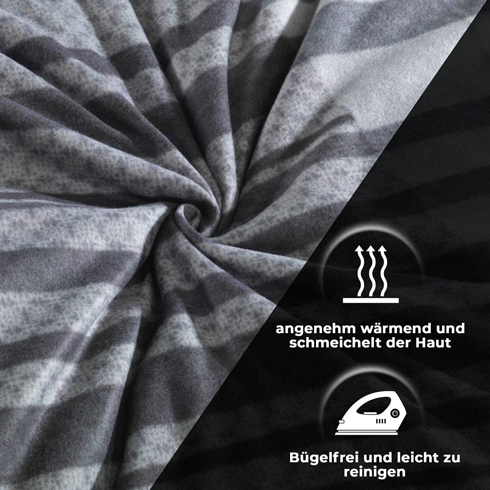 DreamHome Warme Winter Microfaser Thermo Fleece Bettwäsche 135x200 155x220 200x200 Moderne, Größe:155 x 220 cm, Design - Motiv:Design 3