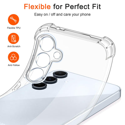 ivoler Klar Silikon Hülle für Samsung Galaxy A55 5G mit Stoßfest Schutzecken, Dünne Weiche Transparent Schutzhülle Flexible TPU Durchsichtige Handyhülle Kratzfest Case Cover