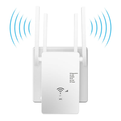 WLAN Repeater WLAN Verstärker 1200 Mbit/s,WiFi Repeater Dual-Band WiFi Booster Internet Verstärker mit Externen 4 Antenne Internet Booster Mit LAN/WAN Port,Kompatibel Allen WLAN Geräten（Weiß）