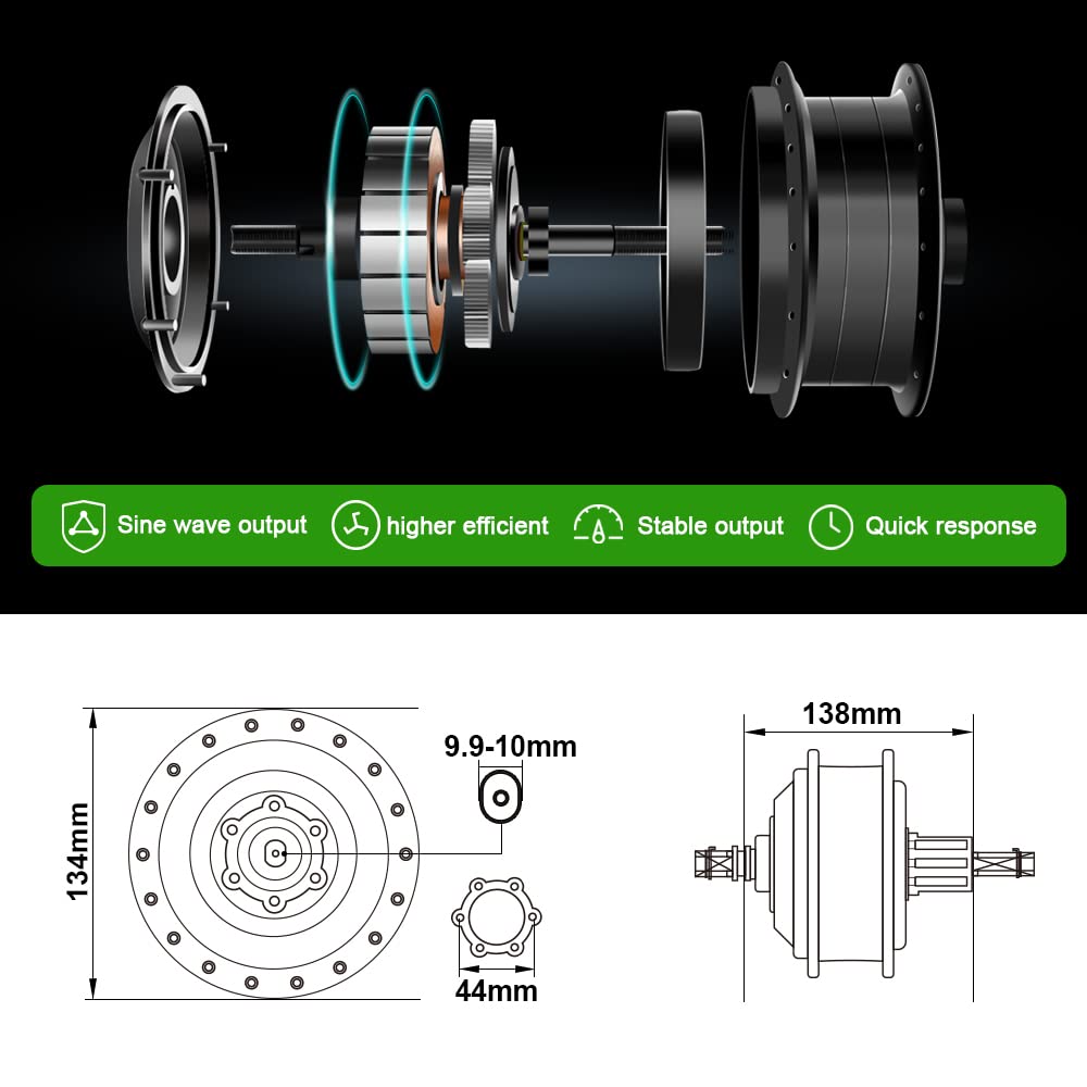 Kit de conversion de vélo électrique YOSE POWER 36V250W 26" Kit de conversion de vélo électrique moteur arrière 26'' pour cassette à pignon avec contrôleur intégré Batterie 36V13Ah