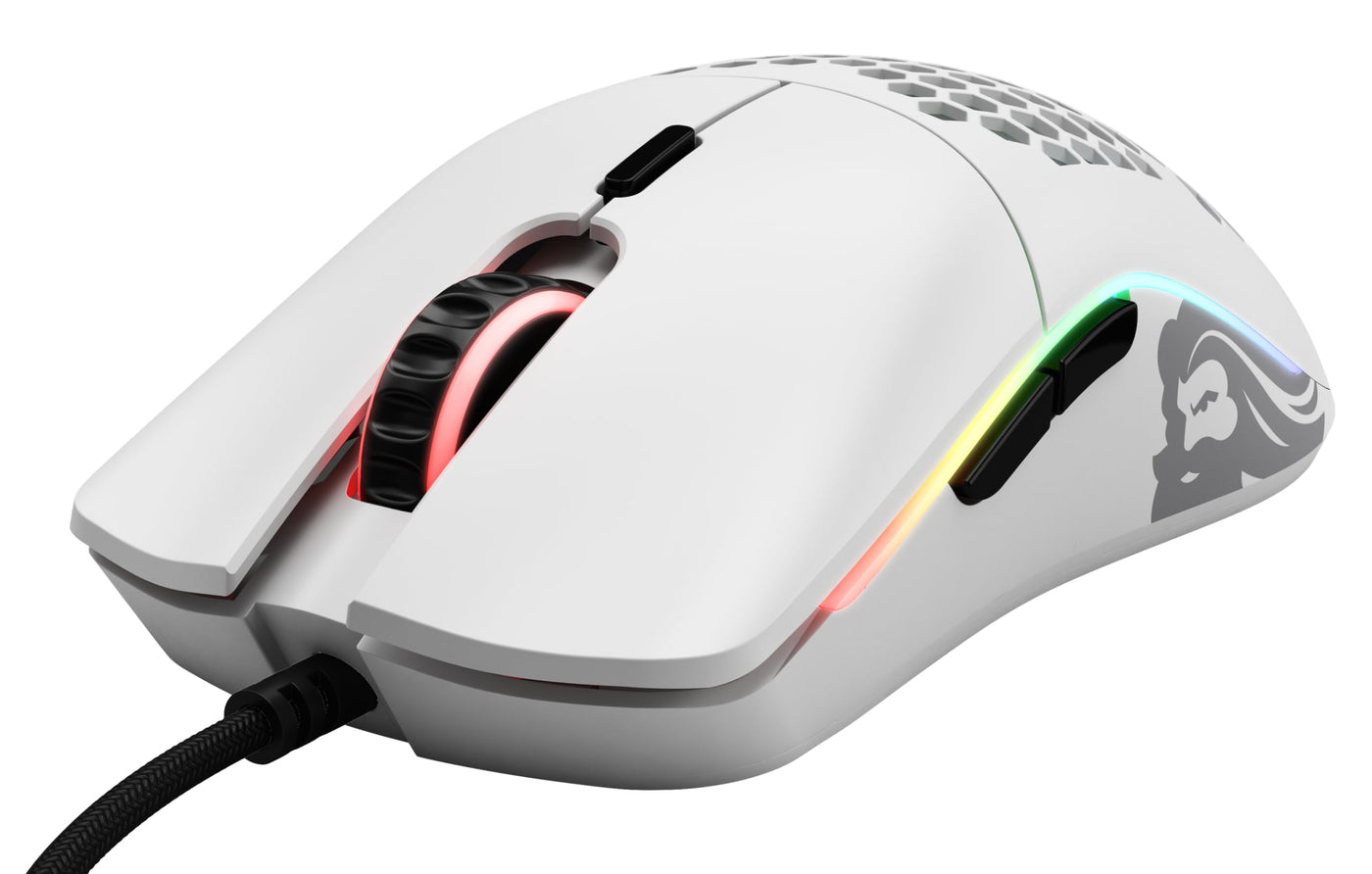 Glorious Gaming Model O Wired Gaming Mouse – superleichtes Wabendesign mit 67 g, RGB-Beleuchtung, Pixart 3360 Sensor, Omron-Schaltern, beidhändig – Mattweiß