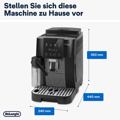 De'Longhi Magnifica Start ECAM222.60.BG, Kaffeevollautomat mit LatteCrema-Milchsystem für Automatischen Cappuccino, 4-Direktwahl-Tasten, Soft-Touch-Bedienfeld, "x2"-Funktion, 1450W, Schwarz/Grau