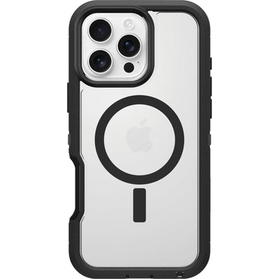 OtterBox Defender Series XT MagSafe Hülle für iPhone 16 Pro Max, stoßfest, Ultra-robust, schützende Hülle, 7X getestet nach Militärstandard, Transparent/Schwarz, Keine Einzelhandelsverpackung